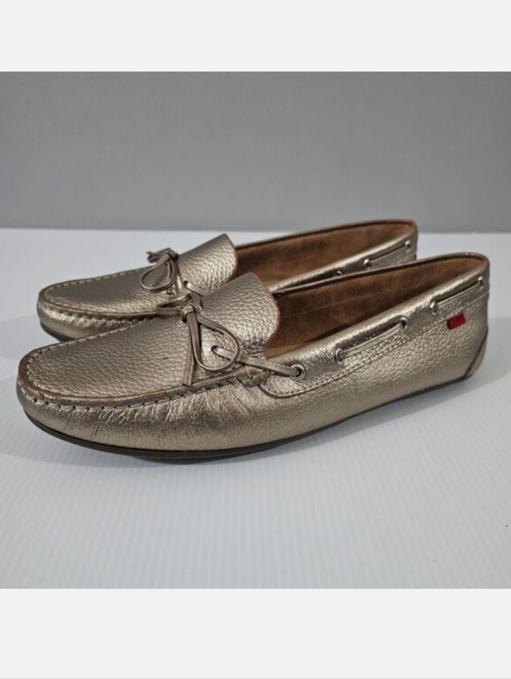 Marc Joseph Elmwood Ave Loafer Womens 11 Metallic Gold Leather Driving Moccasin
